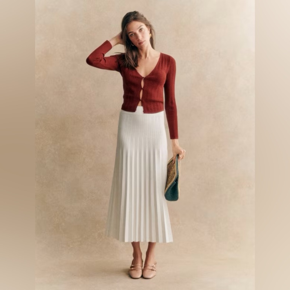 Leonine pleated white Skirt - Ecru - Viscose - Sézane
